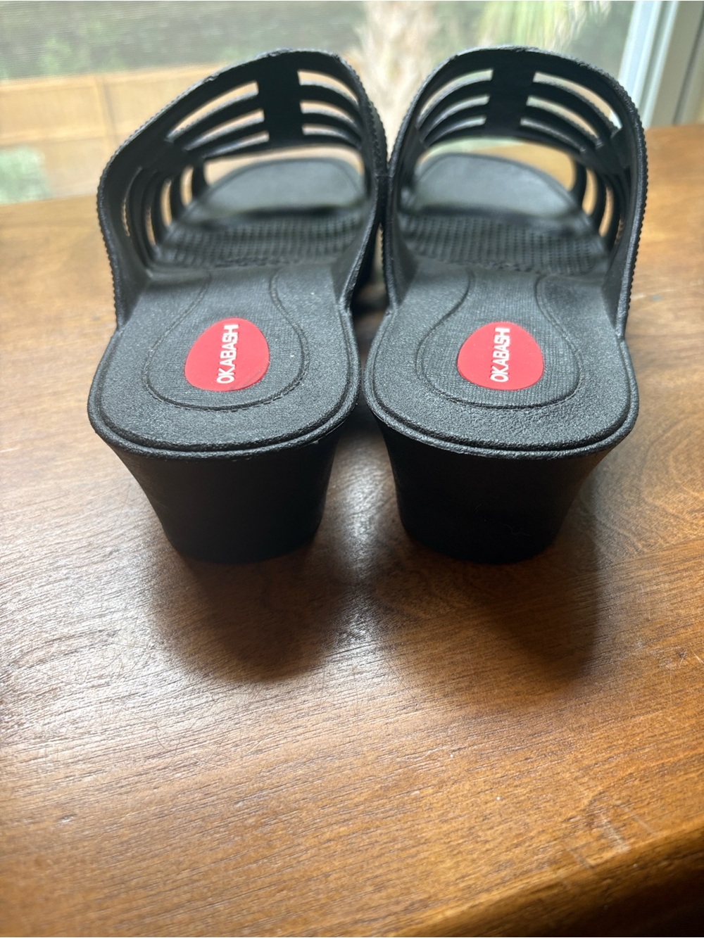 Okabashi Black Women's Wedge Strappy Slide Sandals size L NWOT - Picture 7 of 10